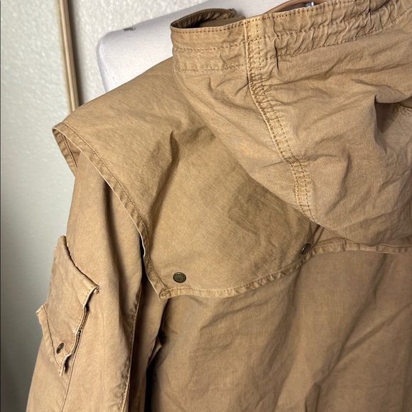 Barbour Weathered Canvas Jacket Mens M Field Military Khaki Zip Button Coat - Picture 8 of 10